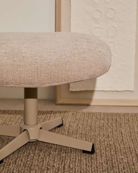 Teryl Пуф из шенилла бежевого цвета с серым металлом