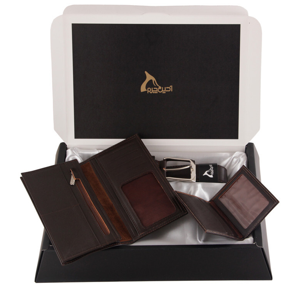 Мужской подарочный набор кошелек, картхолдер и ремень Barez Leather натуральная кожа Иран DS62 959