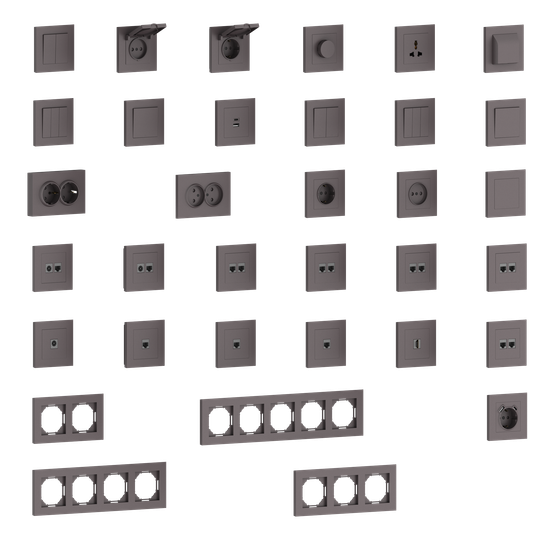 Накладка для розетки Schuko с зарядным устройством USB A+C,  со шторками 16A 250В,  мокко,  серия A07