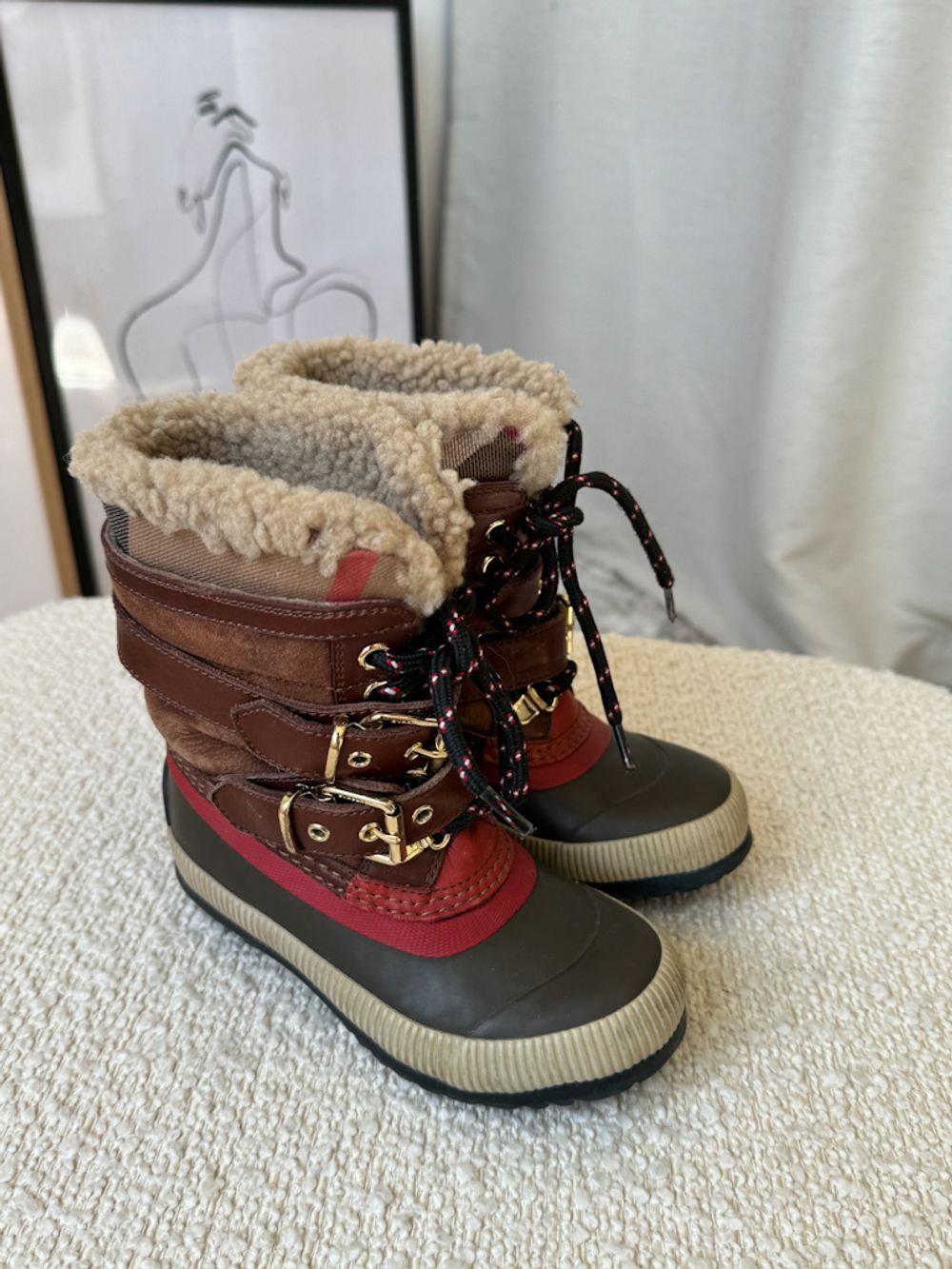 Комбинированные сапоги с ремешками Burberry, 28