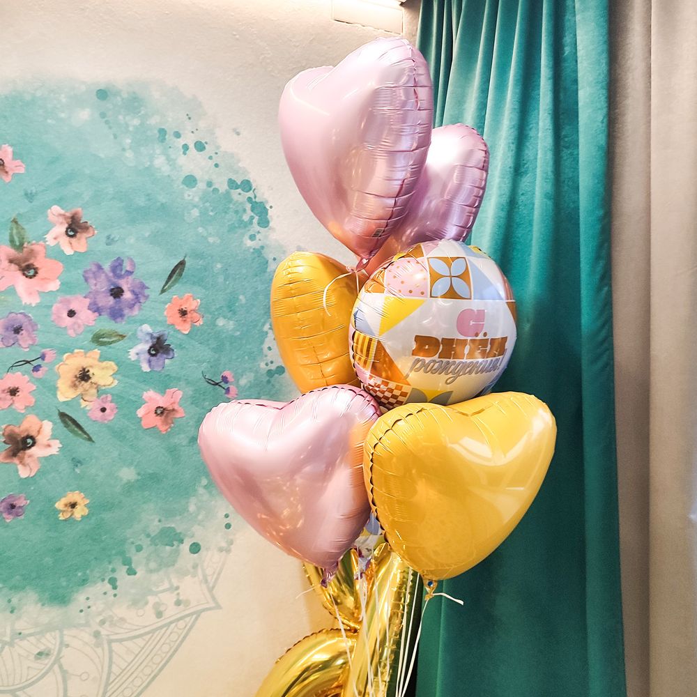 Шар (19"/48 см) Сердце, Светлое Золото 1 шт.