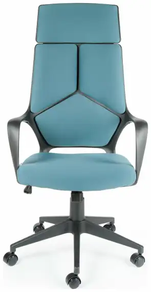 Кресло офисное IQ (black plastic blue) черный пластик голубая ткань