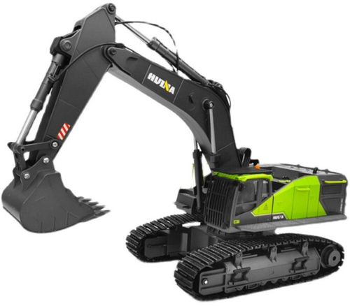 Металлический гусеничный экскаватор зеленый