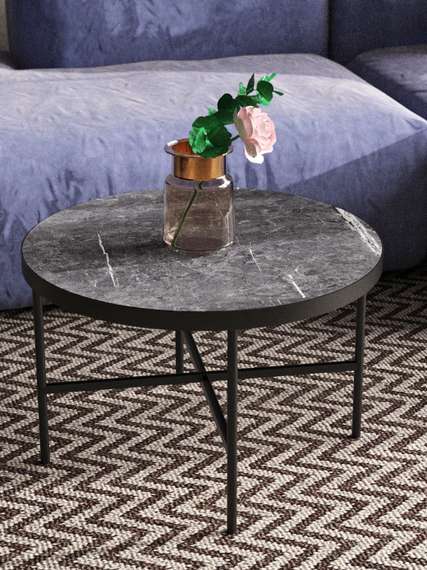 Стол журнальный МеталлАрт М011 черный мрамор/черный большой