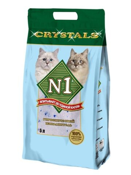 Наполнитель силикагелевый для кошачьего туалета N1 Crystals, синий 5 кг (12,5 л)