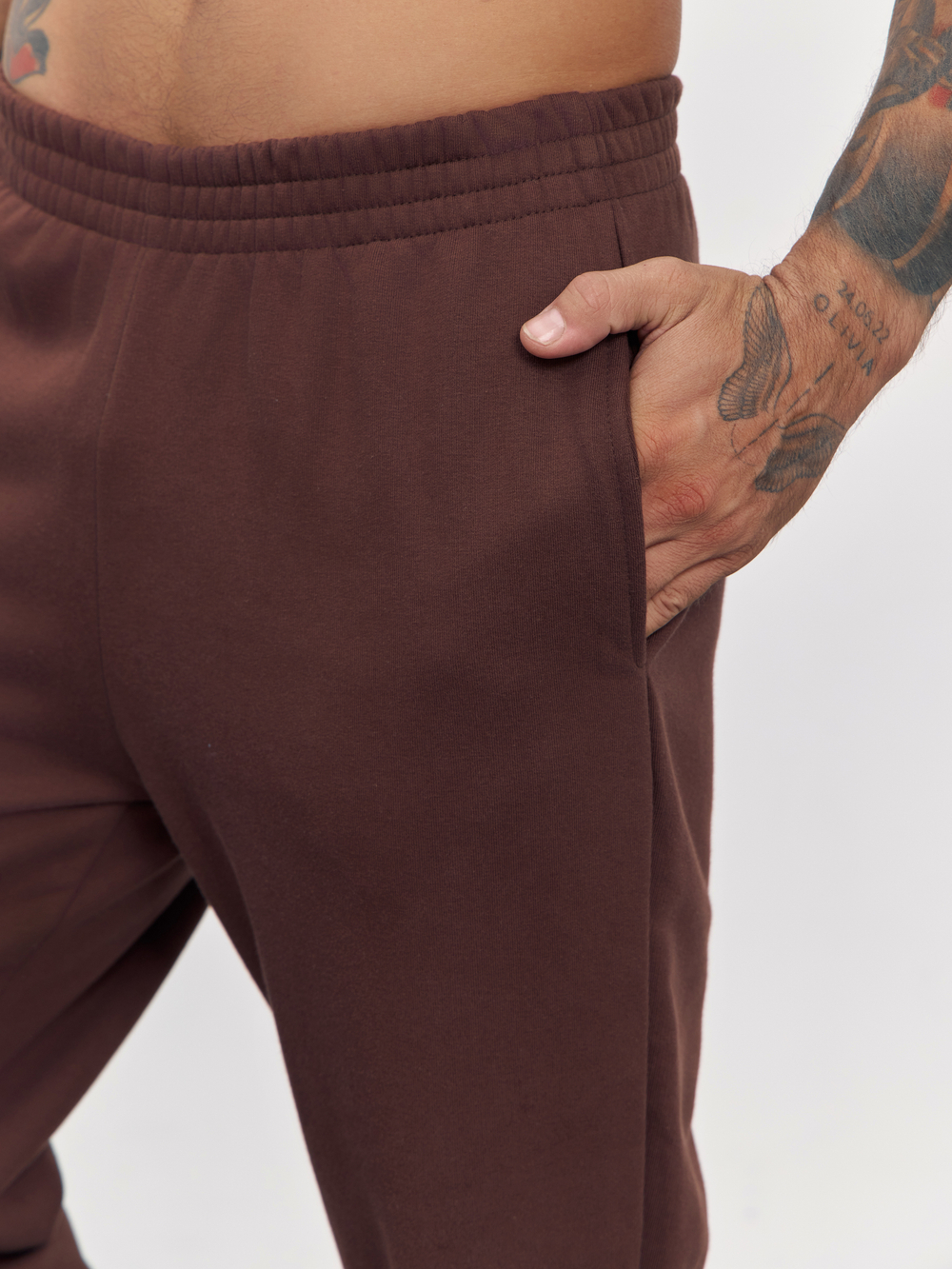 Брюки мужские с начесом "jogger fleece" (коричневый)