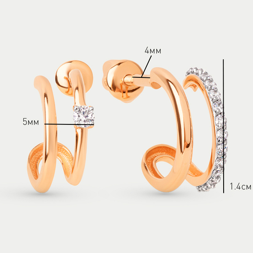Серьги золотые с фианитами