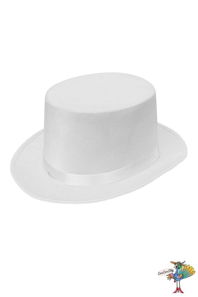 шляпа Цилиндр белая, текстиль, высота 12,5 см, обхват головы 58-59 см
