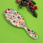 Расчёска массажная «Mon Possier - Новогодние чудеса», цвет желтый, 7,5*22,5см