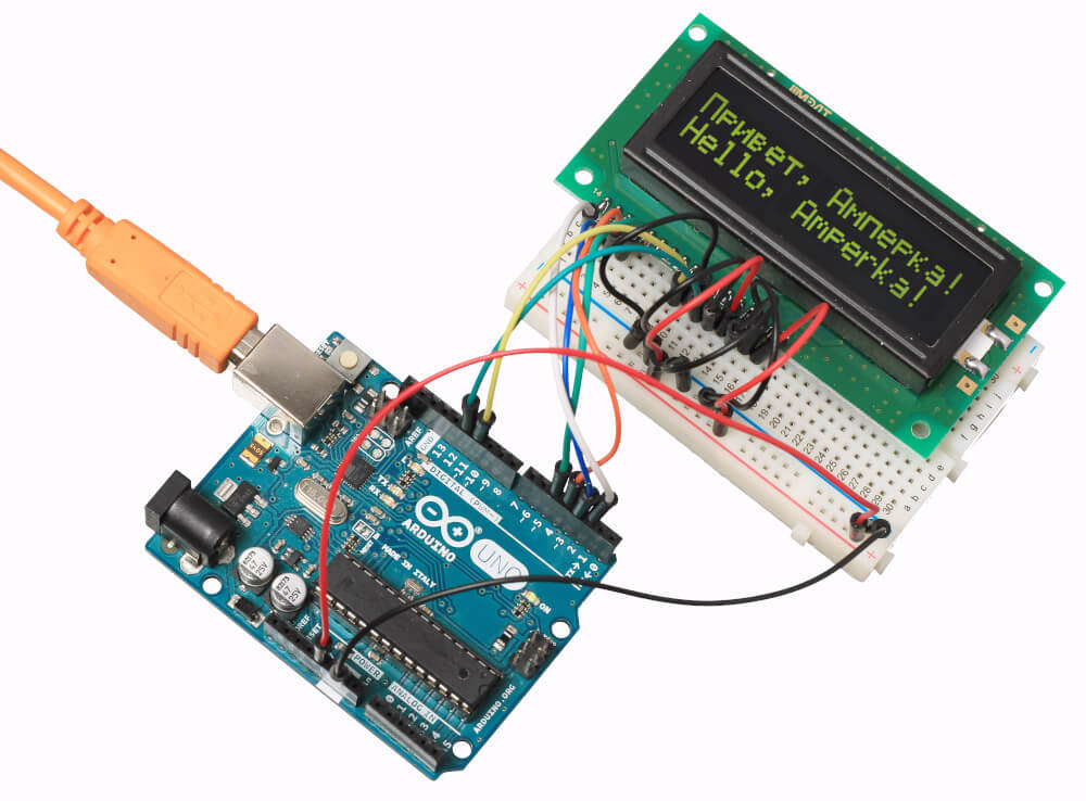 Текстовый экран 16х2 (Зеленым по черному)