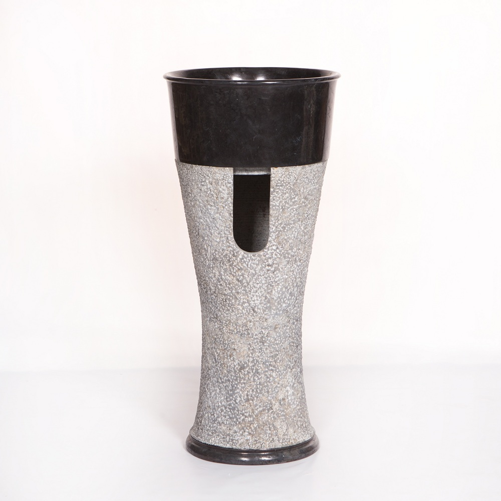 Раковина напольная из мрамора Pedestal Dandang Grey/Black MN-03218 (40*40*90 см)