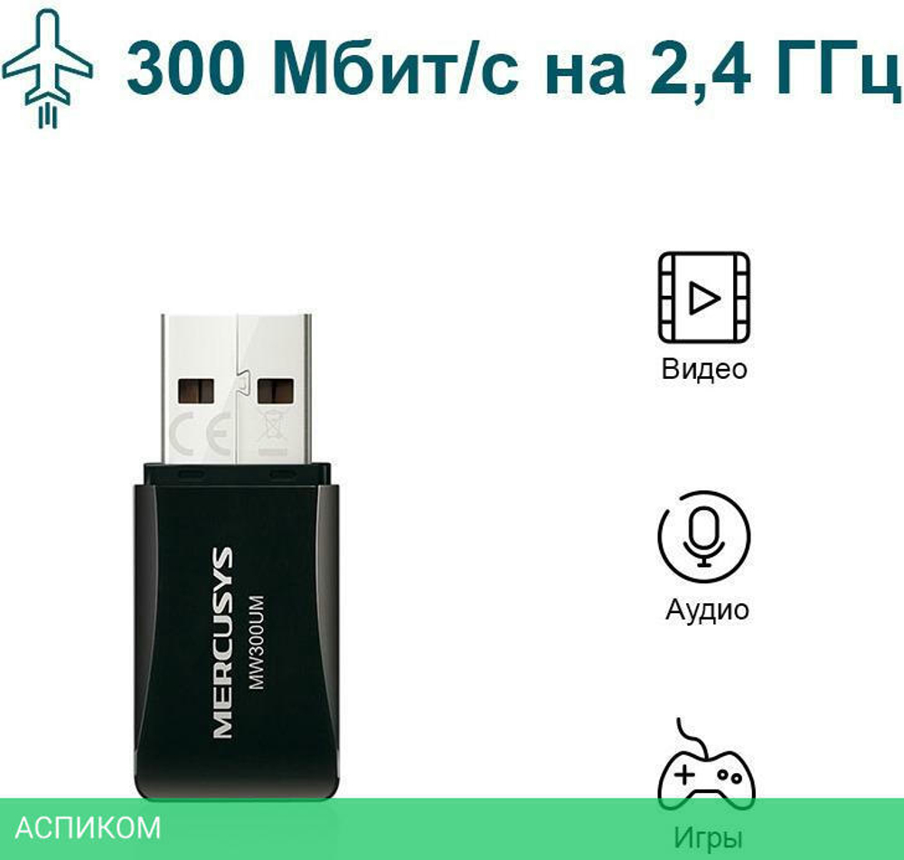 Wi-Fi адаптер Mercusys MW300UM