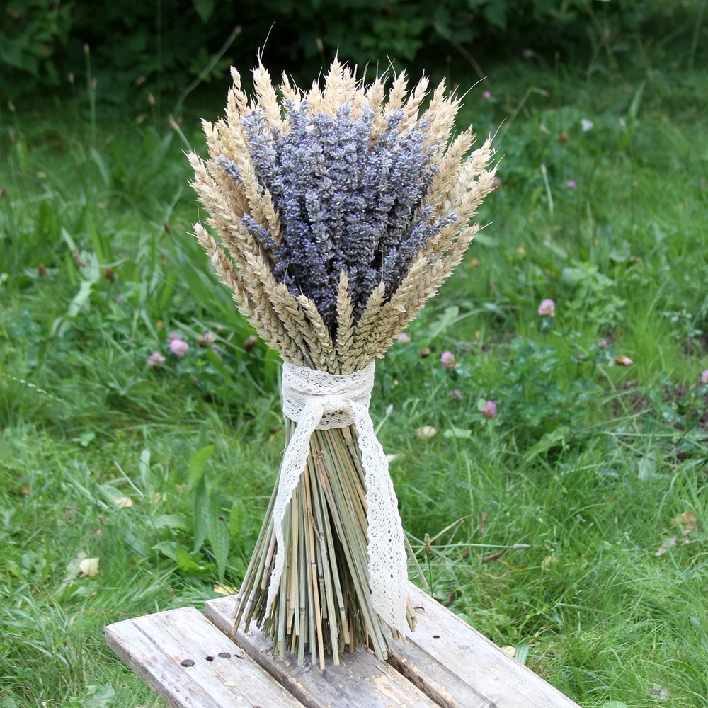 Букет сухоцветов - Лаванда и Пшеница большой 50х30 см