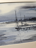 Картина, графика в паспарту 21х30 см на стену для интерьера "Вечер"