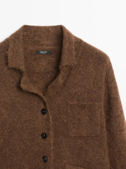 Massimo Dutti Кардиган из смесовой альпаки с карманами, жженый