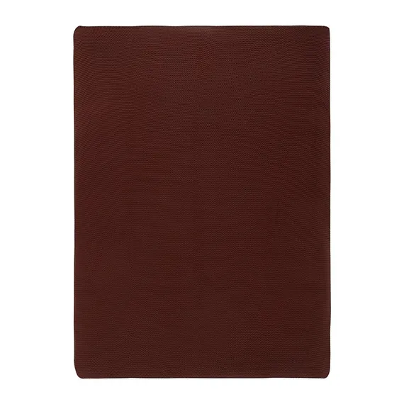 Плед из хлопка жемчужной вязки коричневого цвета из коллекции essential, 130x180 см