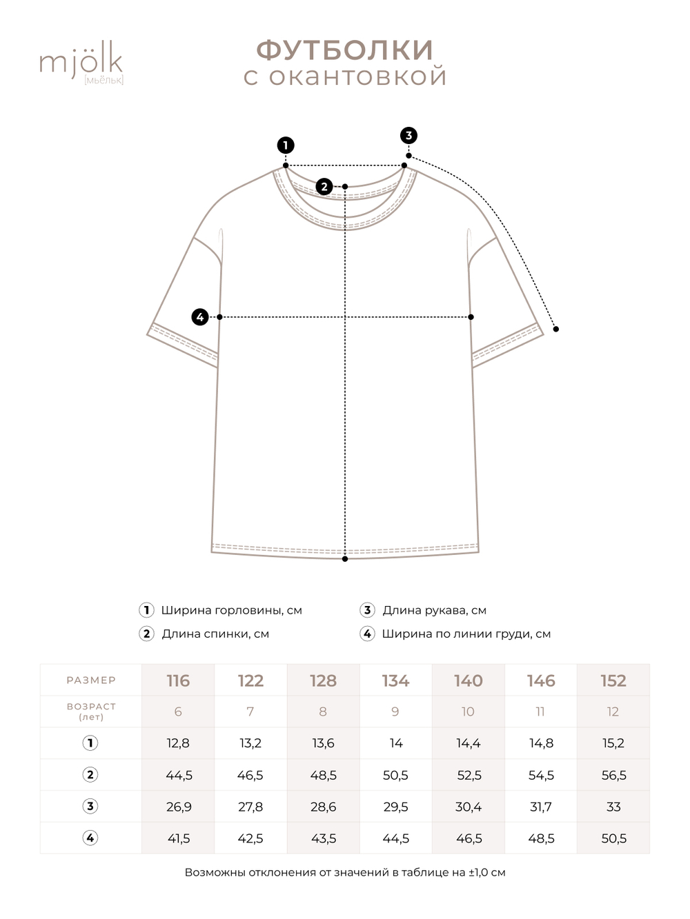Футболка с контрастной окантовкой Mjölk Ecru/Camel