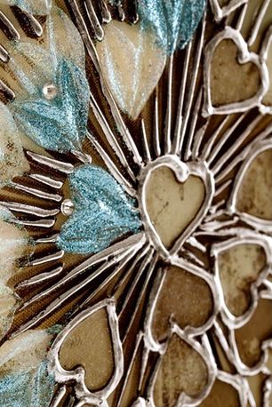 Картина "Шоколадно-алюминевые сердца" (плекси арт) 90x120см.