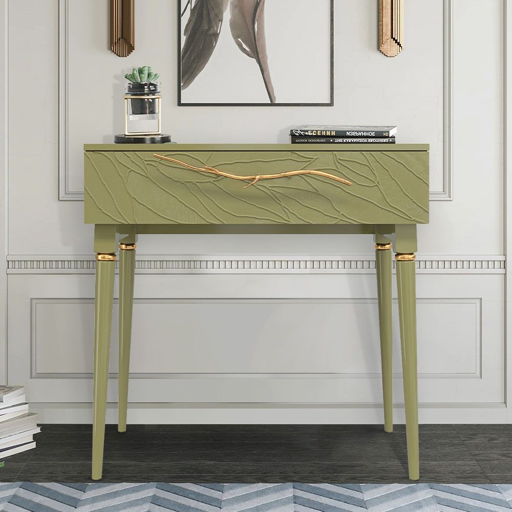 Консоль Арт Колор leaves Классик Голд Зеленая олива