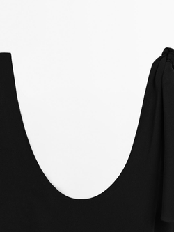 Massimo Dutti Креповый топ с узлом - Limited Edition, черный