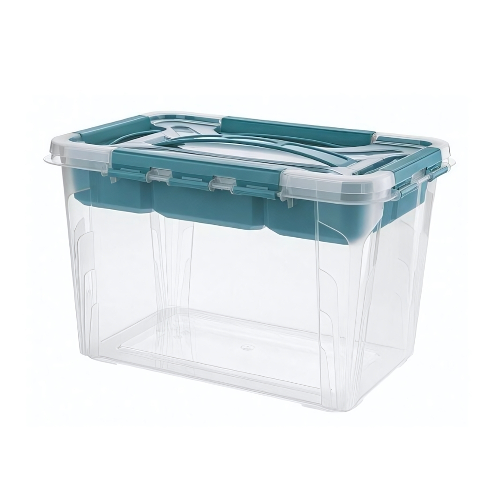 Ящик универсальный с замками и вставкой- органайзером "grand box", 290х190х180мм, 6,65л (голубой)