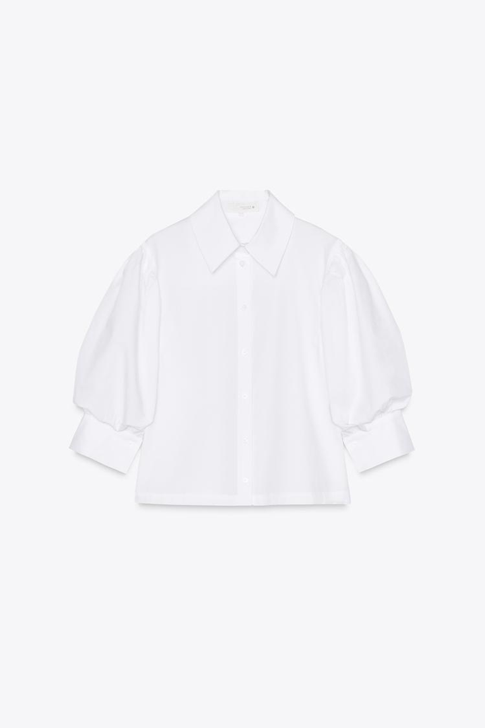 ZARA РУБАШКА ИЗ ПОПЛИНА — ZW COLLECTION, БЕЛЫЙ