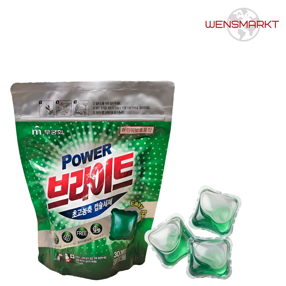 Капсулы для стирки Mukunghwa Power Bright Ultra-Concentrated Capsules «Лес», 30 шт, Корея