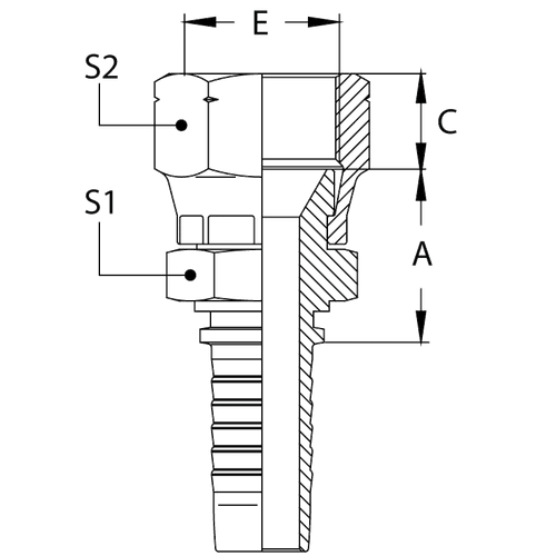 Фитинг DN 10 JIS 16x1.5 (45) (1 шестигранник)