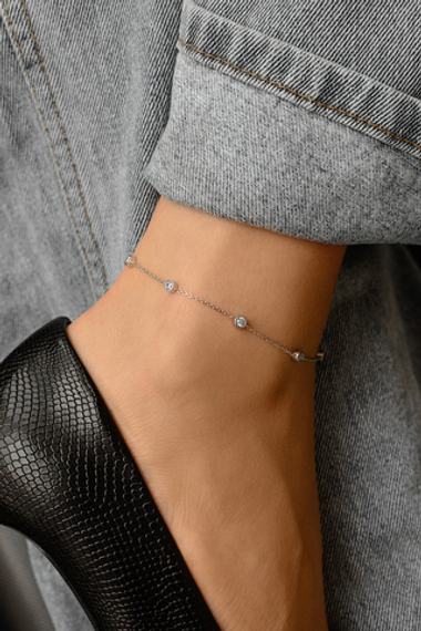 Браслет на ногу (Анклет) из серебра с фианитами