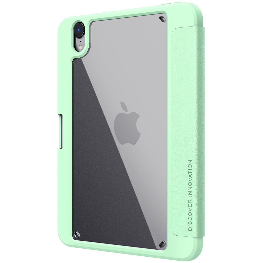 Чехол книжка зеленого цвета(Matcha Green) от Nillkin для планшета iPad Mini 6 и Mini 7, серия Bevel Leather Case, функция пробуждения и сна