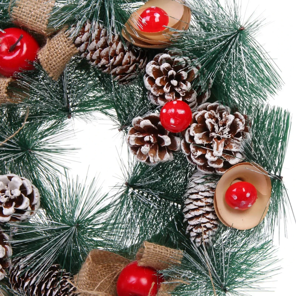 Венок декоративный «Чудо» d-30 см Леска, шишки и ягоды