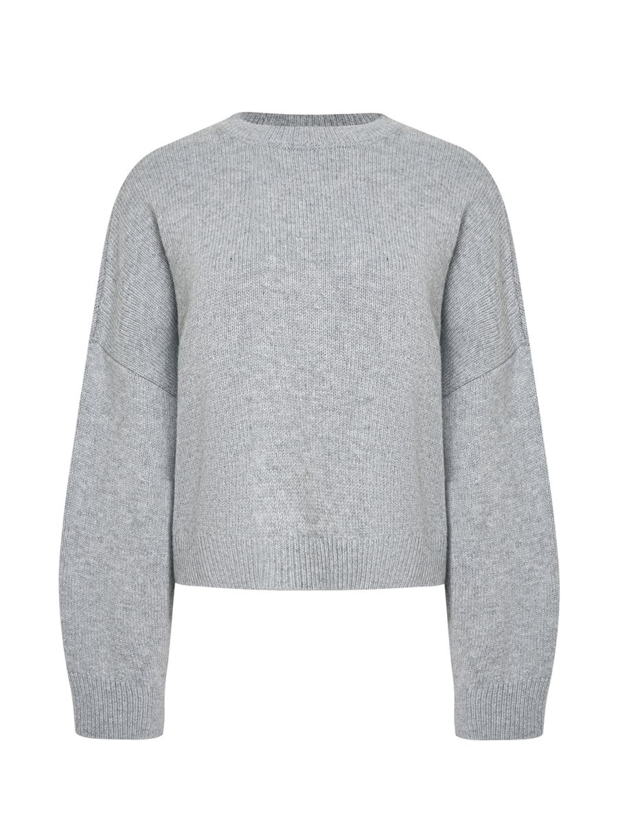 Джемпер из шерсти укороченный светло-серый