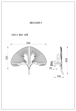 Бра настенное металлическое 42x15x55см Garda Decor Гинкго латунь