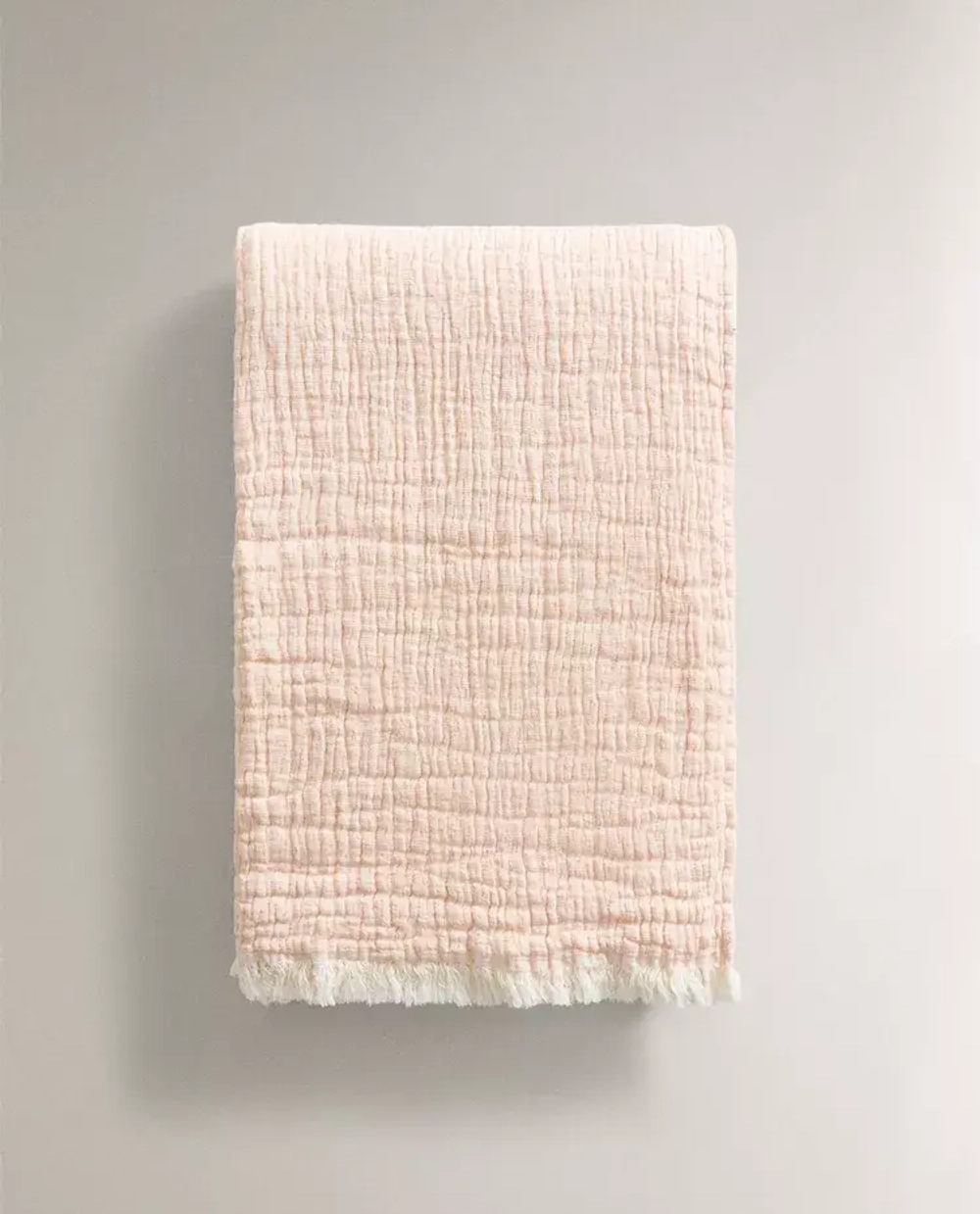 ZARA HOME ОДНОТОННЫЙ ПЛЕД ИЗ ХЛОПКА, КОРАЛЛОВЫЙ