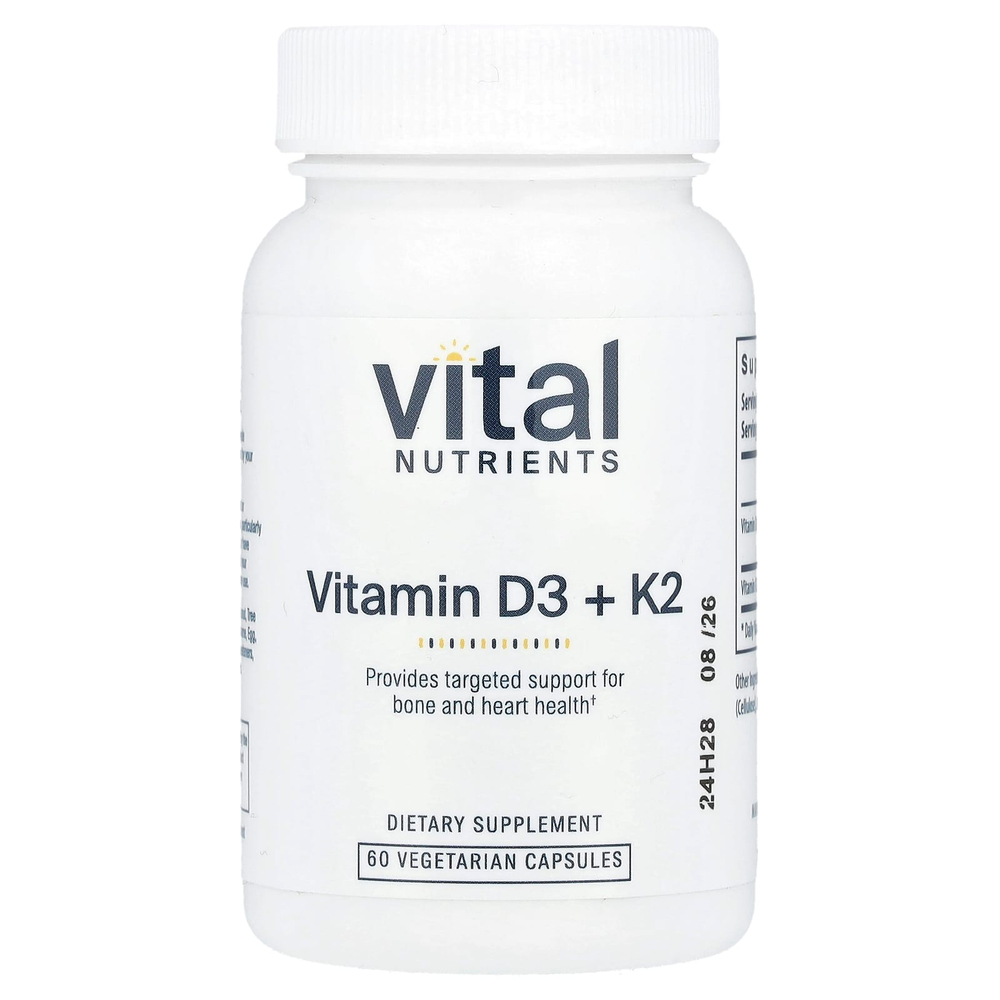 Vital Nutrients, K2-7 + D3, 60 вегетарианских капсул
