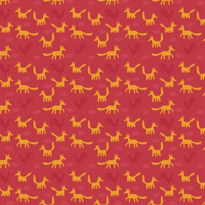 Лисы и петухи на красном