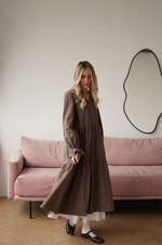 Платье Анастасия из фланели для беременных и кормящих, Мокко с цветами