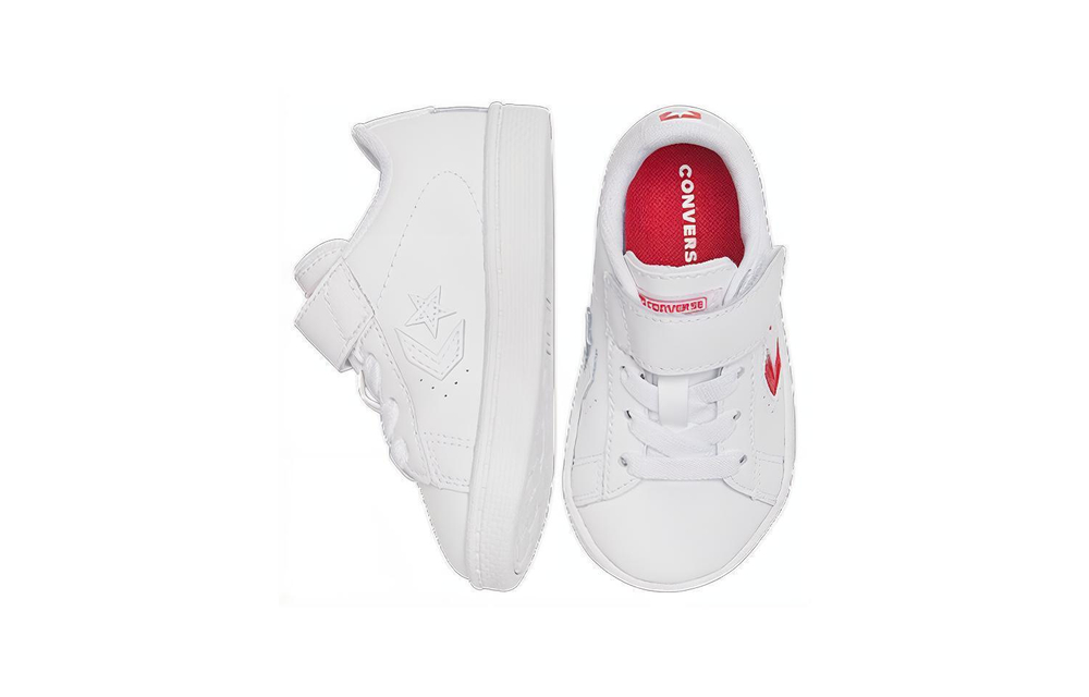 Baby Converse Cons Pro Leather velcro casual non-slip shock absorption wear-resistant low-top toddler shoes white red