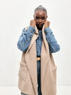 Безрукавка удлиненная эко мех эко замша оверсайз