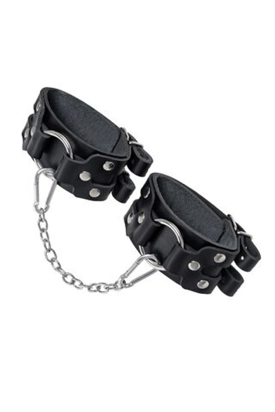 Черные кожаные оковы с двумя ремешками (Цвет: черный)