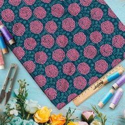 Ткань премиум интерлок схематичные розы