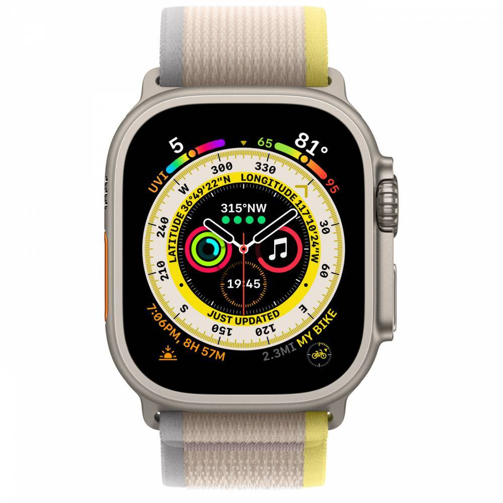 Apple Watch Ultra 49mm Titanium Case with Yellow / Beige Trail Loop