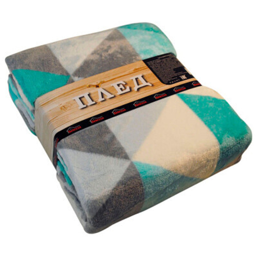 Плед микрофибра Прага серо-синее 200*220