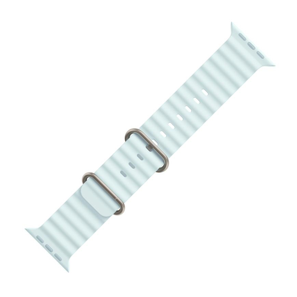Ремешок Apple Ocean Band, голубой со светлой пряжкой, для Apple Watch 44, 45, 46 мм и Ultra 2–3 (дизайн 2024) Ремешок «Океан» из фторэластомера с застёжкой из титана