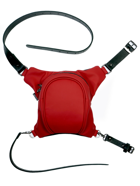 Сумка на бедро кожаная красная