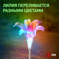 Светильник уличный ЭРА ERASF22-19 садовый на солнечных батареях Лилия 75 см