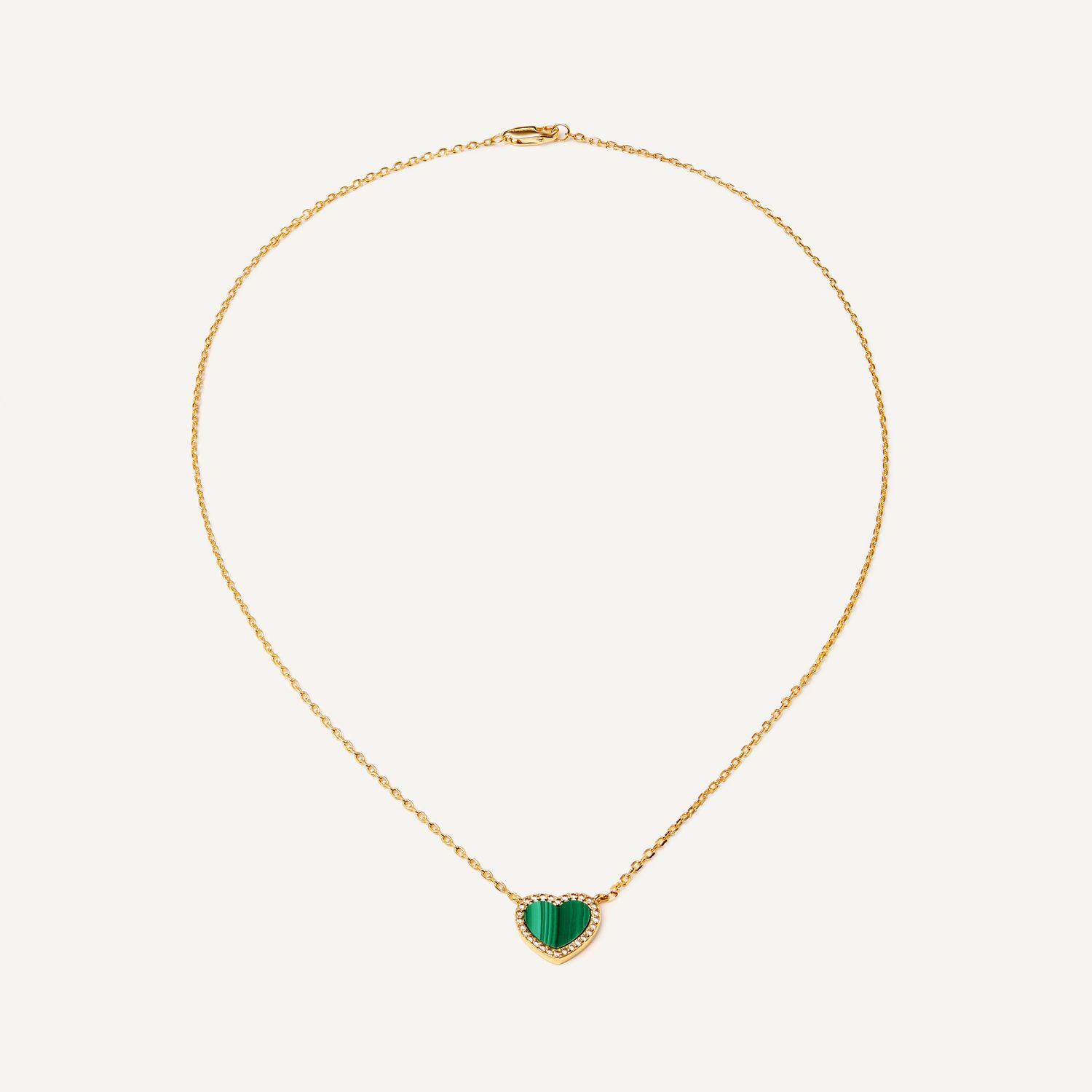 Колье Malachite Heart Necklace - Gold
