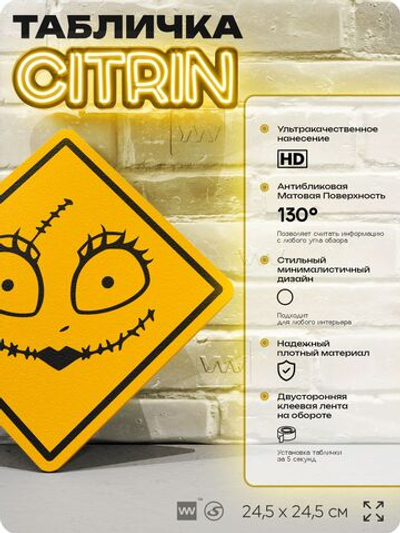 Табличка декоративная "Салли, Кошмар перед Рождеством" на дверь и стену, прикольная штука в подарок фанату, декоративный знак, 24,5х24,5 см, пластиковая, Айдентика Технолоджи