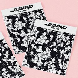 Ткань флис чёрно-белые фигурки людей