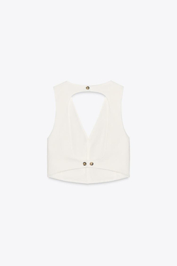 ZARA ЖИЛЕТ CUT OUT, ЭКРЮ